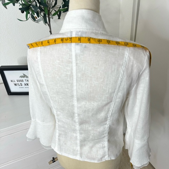 Lena Gabrielle White French 100% Linen Gauze Romantic 3/4 Jacket Size 4 - Picture 5 of 13